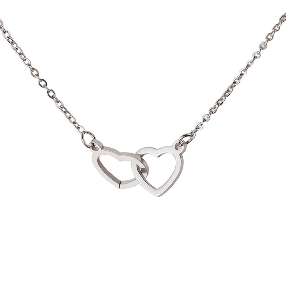 Titanium Steel Double Hoop Pendant Clavicle Chain