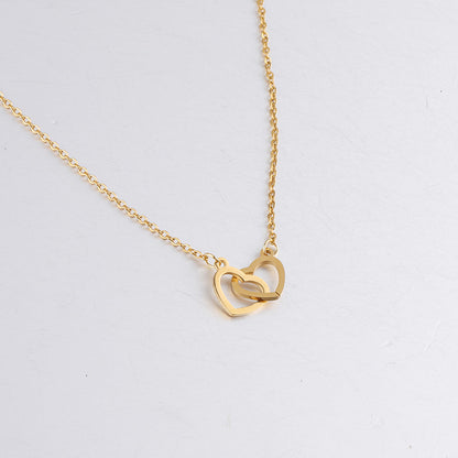 Titanium Steel Double Hoop Pendant Clavicle Chain