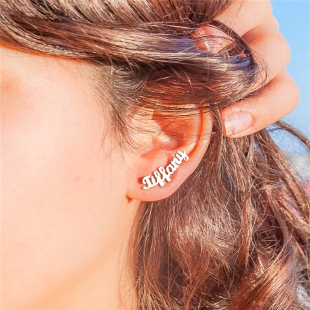 Custom Name Stainless Steel Stud Earrings For Women