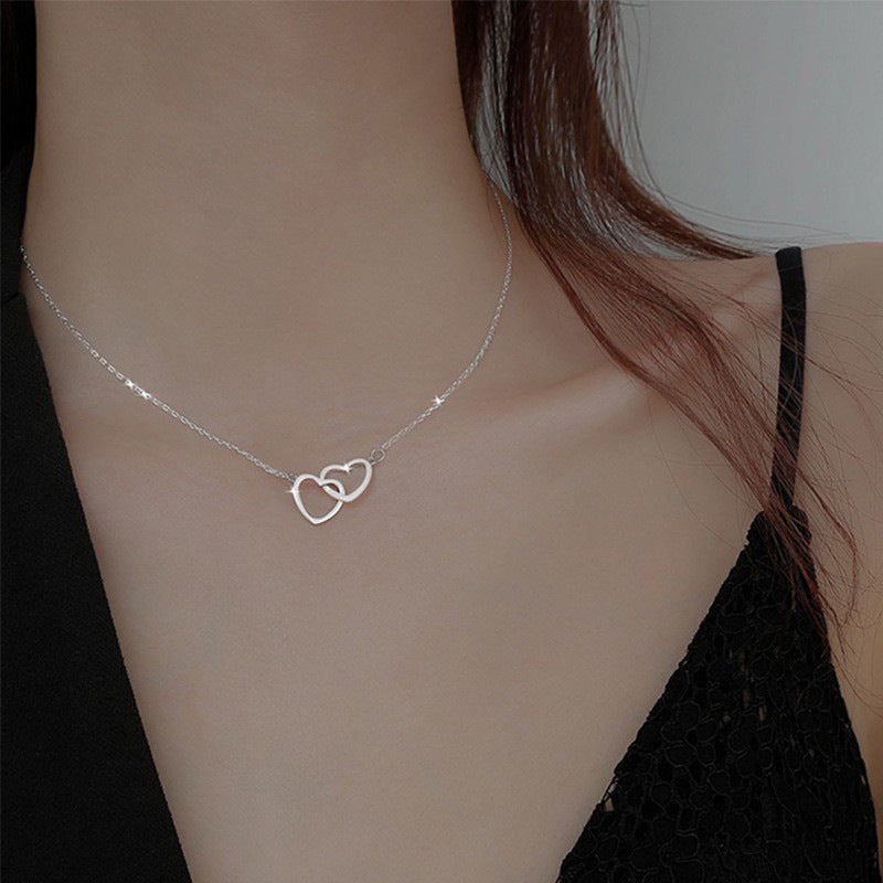 Titanium Steel Double Hoop Pendant Clavicle Chain