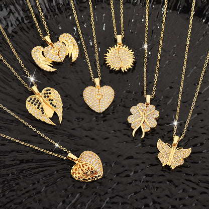 Personalized Name Heart Locket Zirconia Paved Engraved Pendant Necklace